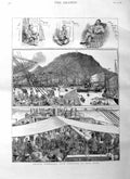 Original Old Antique Print 1885 Chinese Passengers Singapore Hong Kong Sh 19th
