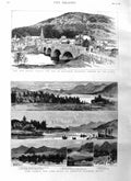 Old Antique Print 1885 Lake George New York Bridge Dee Ballater Scotland 19th
