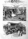 Original Old Antique Print 1885 War Servia Bulgaria Camp Nisch Officer Victorian