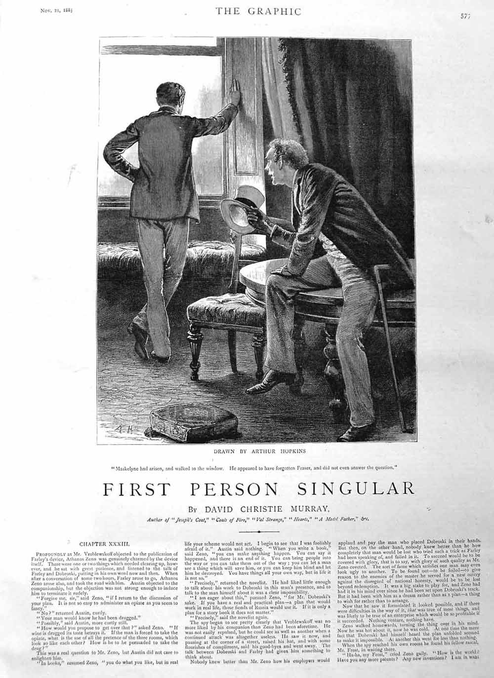Original Old Antique Print 1885 Illustration Story Maskelyne Men House Fine Art