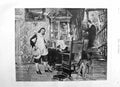 Original Old Antique Print 1885 Fine Art Oliver Cromwell Visits John Milton Dog