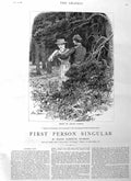 Original Old Antique Print 1885 Illustration Story Man Woman Romance Angela