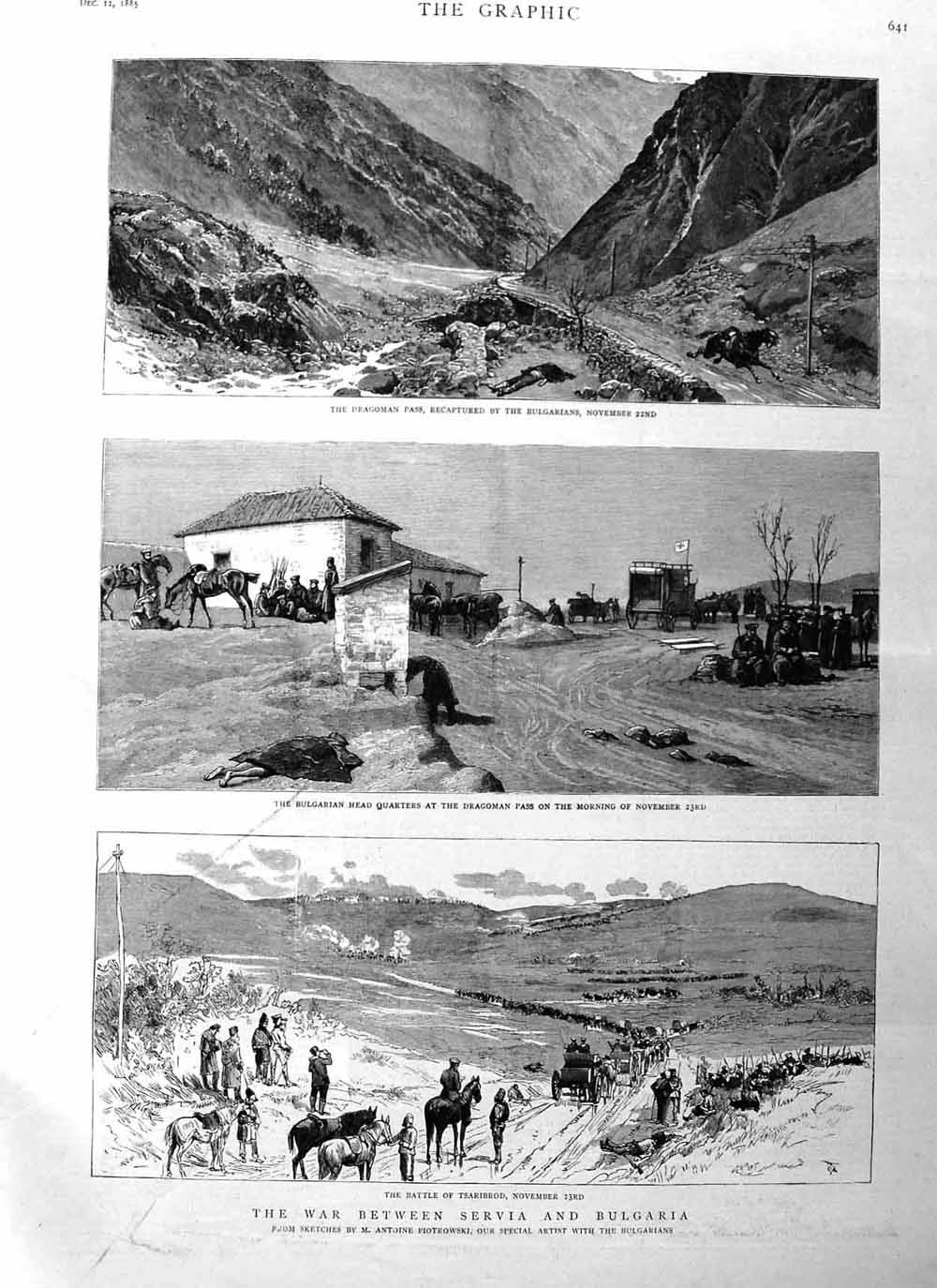 Original Old Antique Print 1885 War Servia Bulgaria Dragoman Battle Ts Victorian