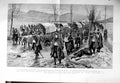 Original Old Antique Print 1885 War Servia Bulgaria Nisch Siers Carts Oxen