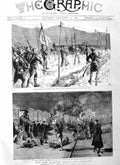Original Old Antique Print 1885 War Servia Bulgaria Pirot Battle Sier Victorian