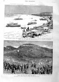 Original Old Antique Print 1885 War Servia Bulgaria Battle Pirot King Victorian