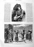 Old Antique Print 1885 Queen Maria Christina War Servia Bulgaria Railway 19th