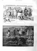 Original Old Antique Print 1885 Christmas Indian Station Tiger War Servia Nisch