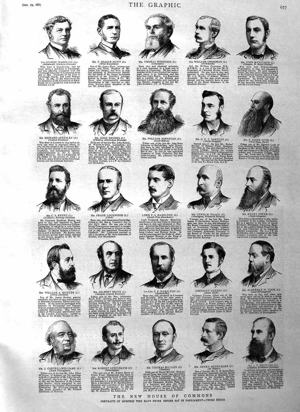Old Antique Print 1885 Commons Hunt Milvain Beith Curzon Bartley Brooks 19th