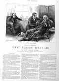 Original Old Antique Print 1885 Illustration Story Men House Doctor Fine Art