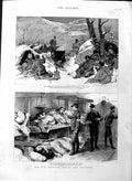 Original Old Antique Print 1886 War Servia Bulgaria Knights Malta Camp Pirot