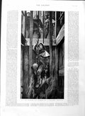 Original Old Antique Print 1886 Mining Colliery Disaster Man Rescue Pulley Pit