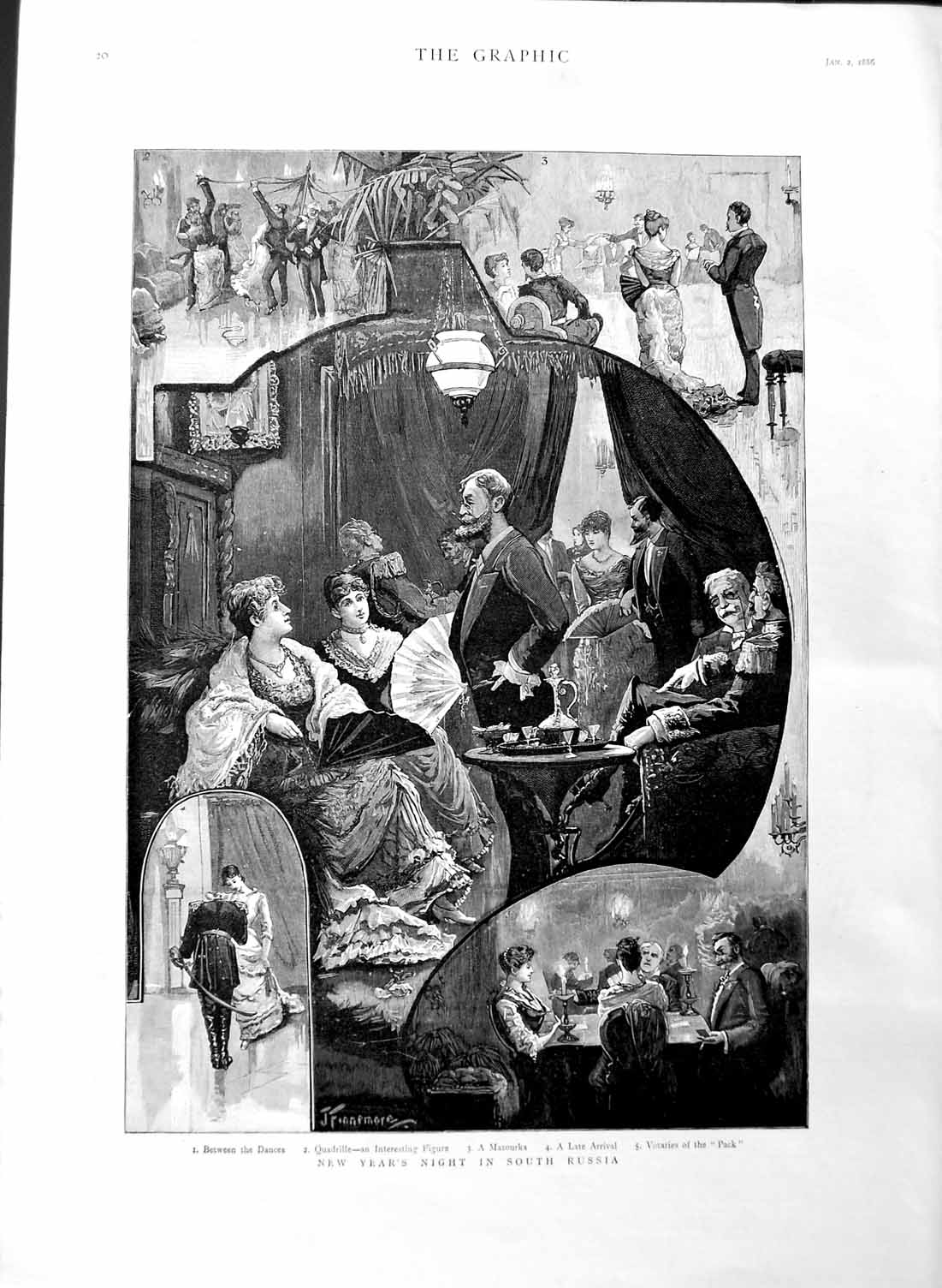 Original Old Antique Print 1886 New Year'S South Russia Mazourka F Victorian