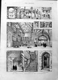 Original Old Antique Print 1886 Charterhouse Monastic Workshop Chapel Howar 19th