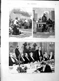 Original Old Antique Print 1886 Banquet Macdonald Minister Canada Justice India