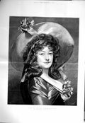 Original Old Antique Print 1886 Portrait Beautiful Woman Lady Jules Goupil 0