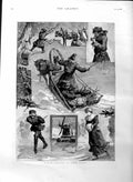 Old Antique Print 1886 Winter Sketches South Russia Sledging Ice Skating 19th
