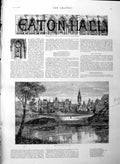 Original Old Antique Print 1886 Eaton Hall Gardens Saighton Brodge Aldford Park