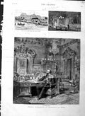 Original Old Antique Print 1886 Prince Alexander Bulgaria Study Home Palac 19th