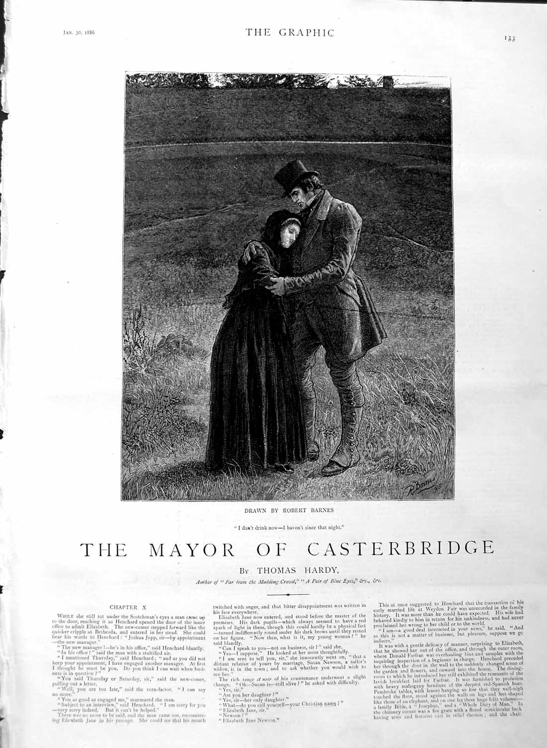 Antique Old Print Ref.345 1886 Illustration Story Mayor Casterbridge Romance
