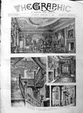 Original Old Antique Print 1886 Ham House Richmond Cabal Grand Staircase 19th