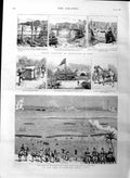 Original Old Antique Print 1886 Camp Exercise Delhi India Army Archaeology Rome
