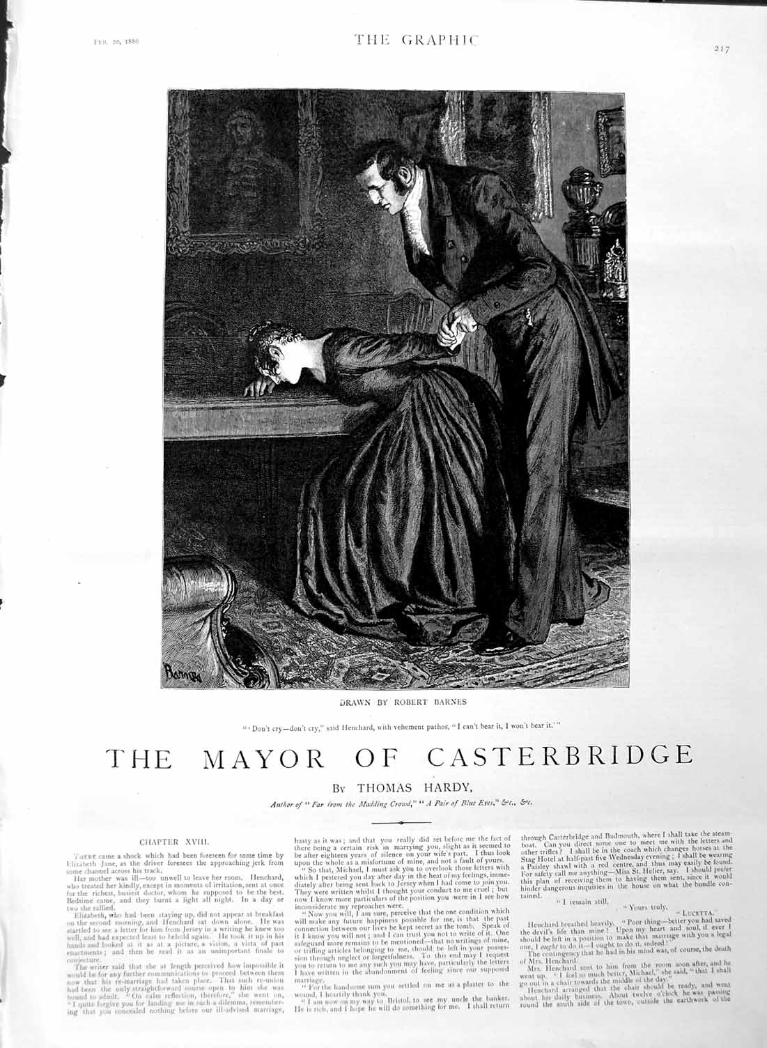 Antique Old Print Ref.342 1886 Illustration Story Mayor Casterbridge Romance