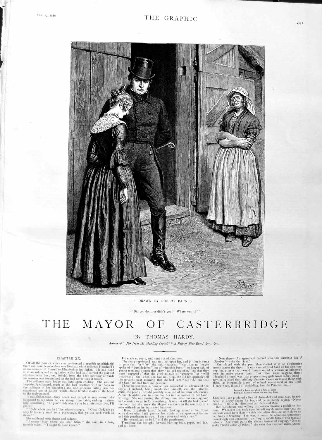 Old Antique Print 1886 Illustration Story Mayor Casterbridge Ladies Man 19th