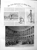 Old Antique Print 1886 Ireland Parliament Bank Earl Moira Grattan Edward 19th