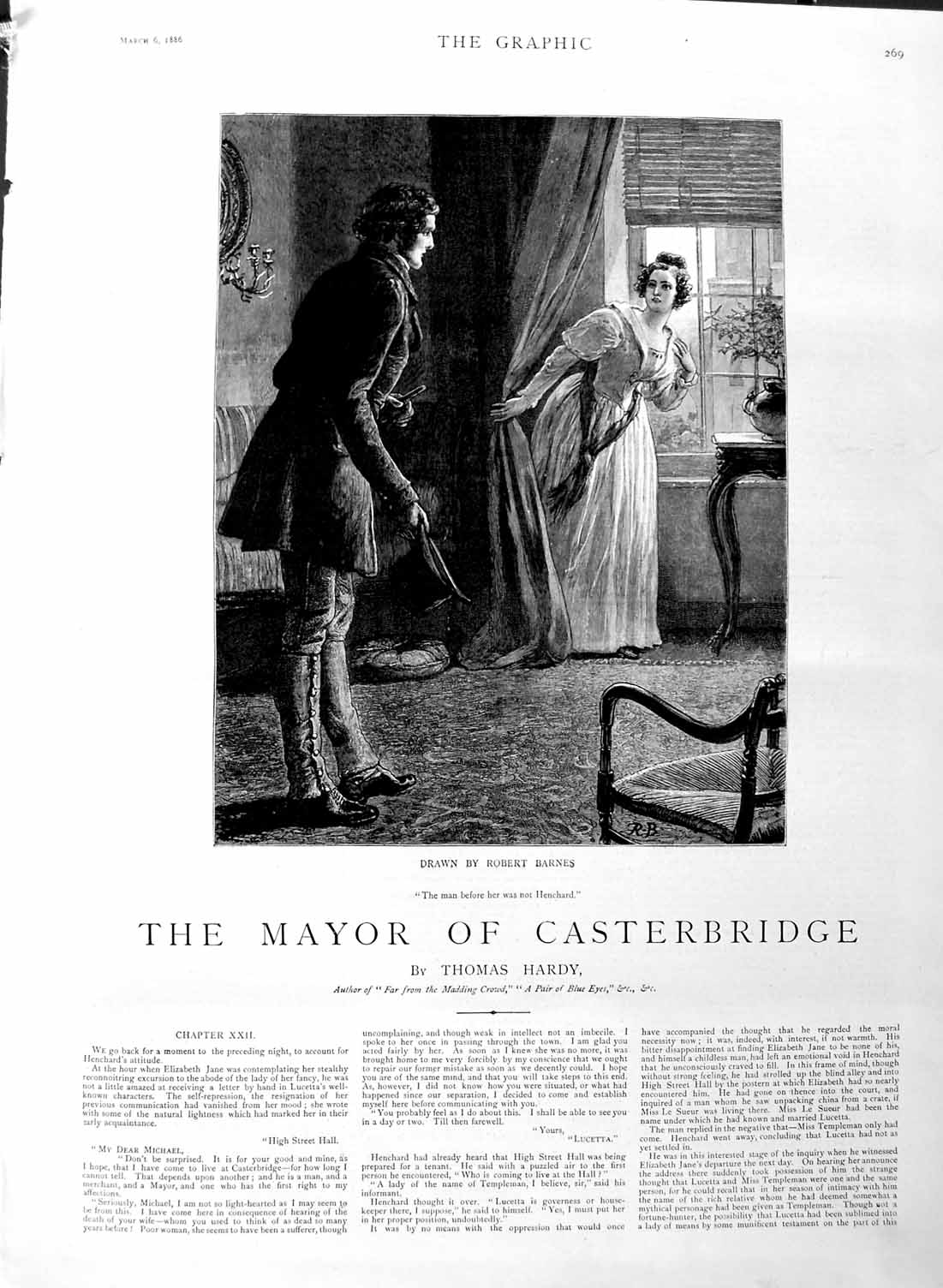 Antique Old Print Ref.341 1886 Illustration Story Mayor Casterbridge Romance