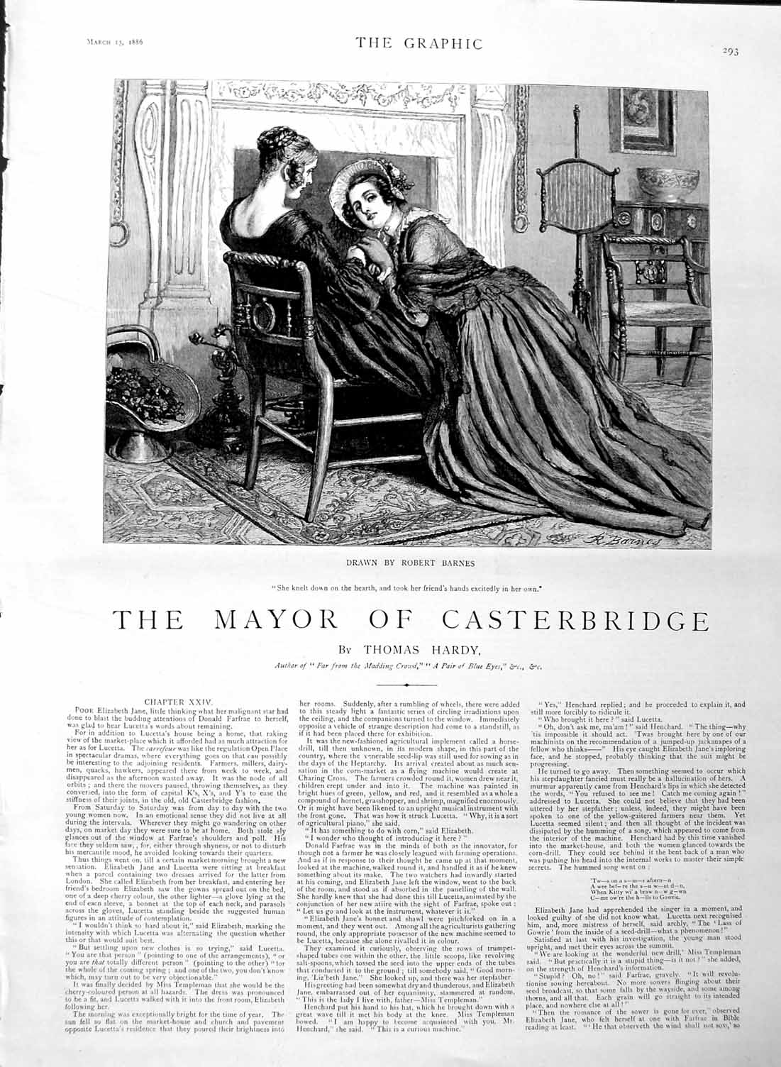 Antique Old Print Ref.340 1886 Illustration Story Mayor Casterbridge Ladies
