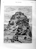 Original Old Antique Print 1886 Mule Battery Action Handoub Suakim Campaign War