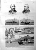 Old Antique Print 1886 Admiral Fellowes Minotaur Ship Turner Wheelhouse 19th