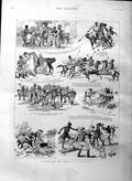 Original Old Antique Print 1886 Polo Pony Natives Hunting Spo 19th