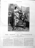 Original Old Antique Print 1886 Illustration Story Mayor Casterbridge Romance