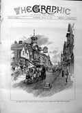 Original Old Antique Print 1886 Coaching Season London Coach Street Guildford