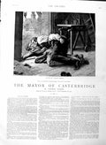 Old Antique Print 1886 Illustration Story Mayor Casterbridge Men Fighting 19th