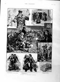 Original Old Antique Print 1886 Easter Southern Russia Church Salutation Priest