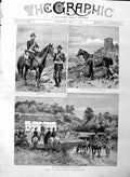 Original Old Antique Print 1886 Calpe Hunt Gibraltar Guardia Civil Paddy Horse