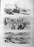 Original Old Antique Print 1886 Volunteer Manoeuvres Dover London Scottish Army