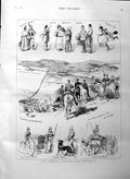 Original Old Antique Print 1886 Volunteer Siers Manoeuvres Portsmouth Horses