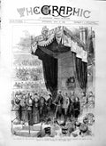 Old Antique Print 1886 Colonial Exhibition Queen Prince Wales Albert Hall 19th