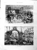 Original Old Antique Print 1886 Workshop James Watt Heathfield Cathedral Panama