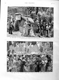 Original Old Antique Print 1886 Fair Athenaeum Camden Road Bazaar Duke Co 19th