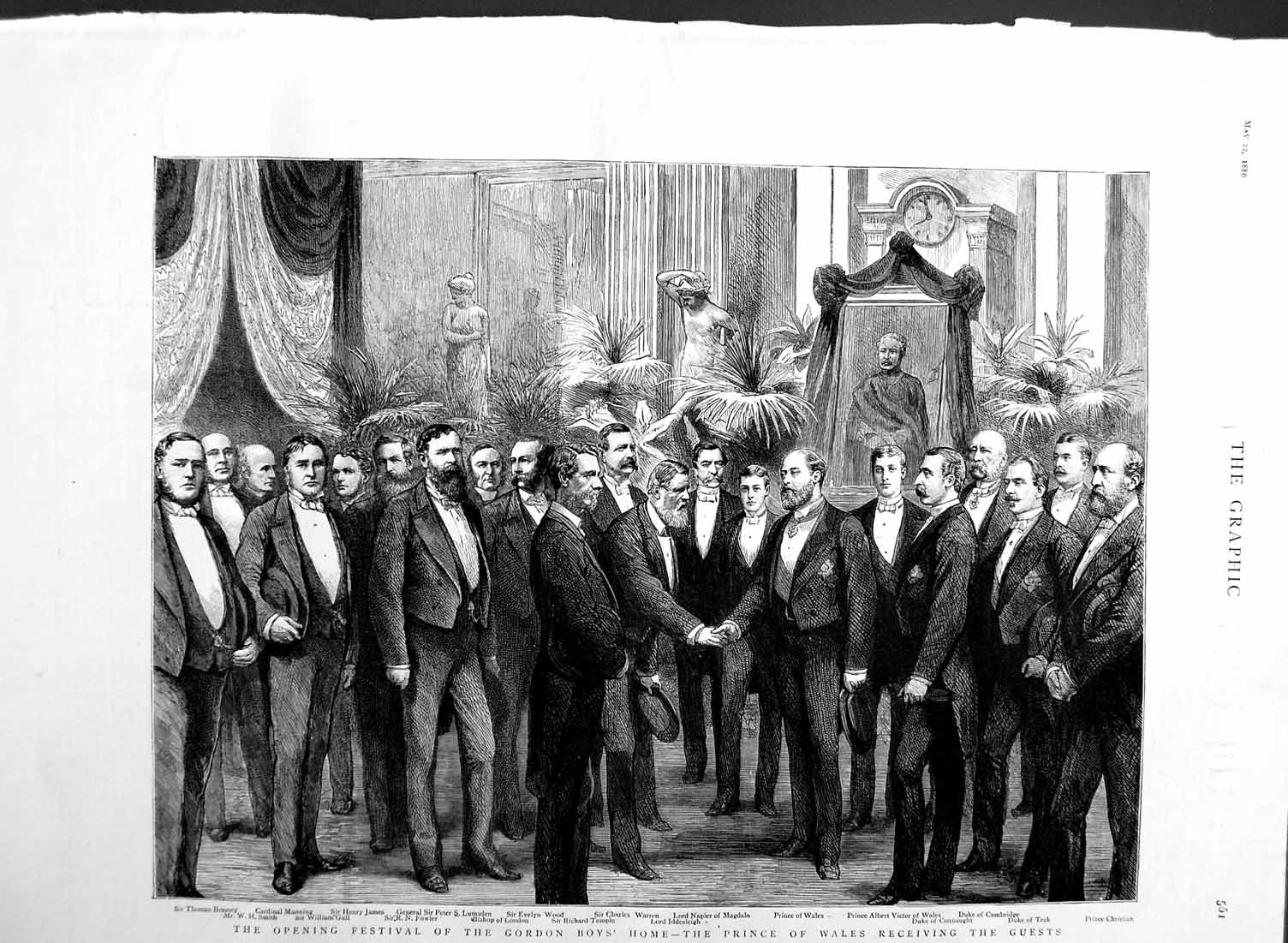 Old Antique Print 1886 Festival Gordon Boys Home Prince Wales Cambridge 19th