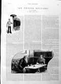 Original Old Antique Print 1886 Illustration Story Friend Bellamy Men House Art