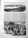 Old Antique Print 1886 Turkey Greece Athens Piraeus Foreign Ambassadors 19th