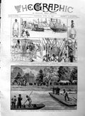 Original Old Antique Print 1886 Fly Fishing Twickenham P & O Ship Albert Docks