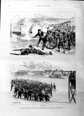 Old Antique Print 1886 Naval Sham Fight Whale Island Portsmouth Beresford 19th