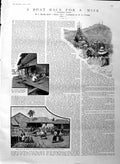 Original Old Antique Print 1886 Illustration Story Boat Ra 19th